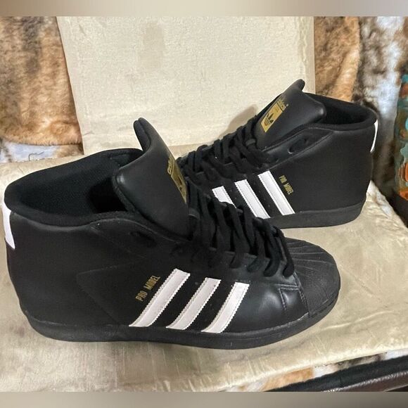 ADIDAS ORIGINAL PRO MODEL MEN\'S-BLACK/WHITE‎ SIZE 10.5 main image 4